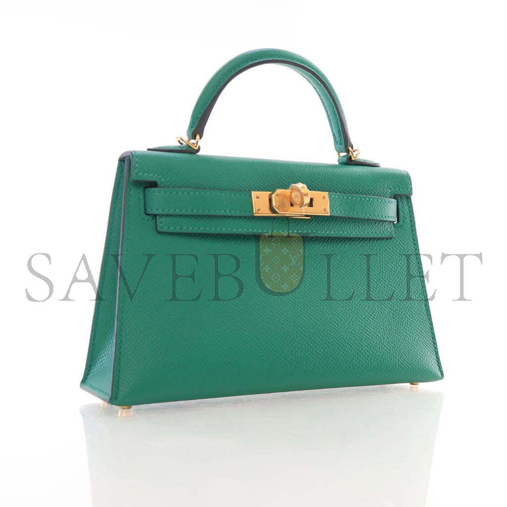 H**mes mini kelly ii epsom malachite green gold buckle (19*12*5.5cm)